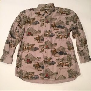 Vintage RedHead Button AllOver Graphic LongSleeve